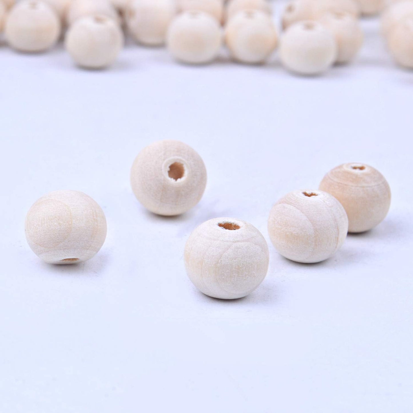 BronaGrand 200pcs 10mm Natural Color Round Ball Wood Spacer Beads Jewelry Findings Charms