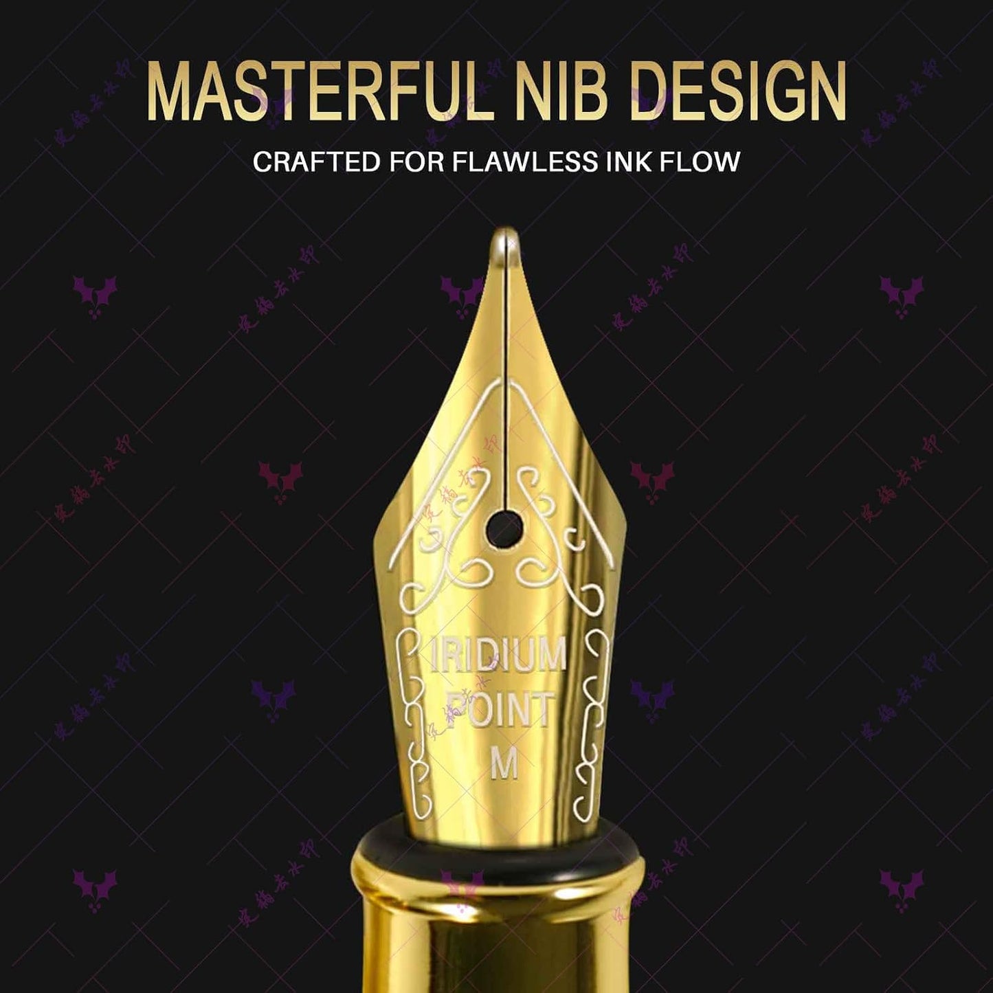 HENDEVL  Fountain Pen with Medium Nib | Luxury Black Finish, Smooth Ink Flow, Complete Set with Ink Cartridges, Converter & Sleeve | Ideal for Professionals, Office, Journaling, and Gifts