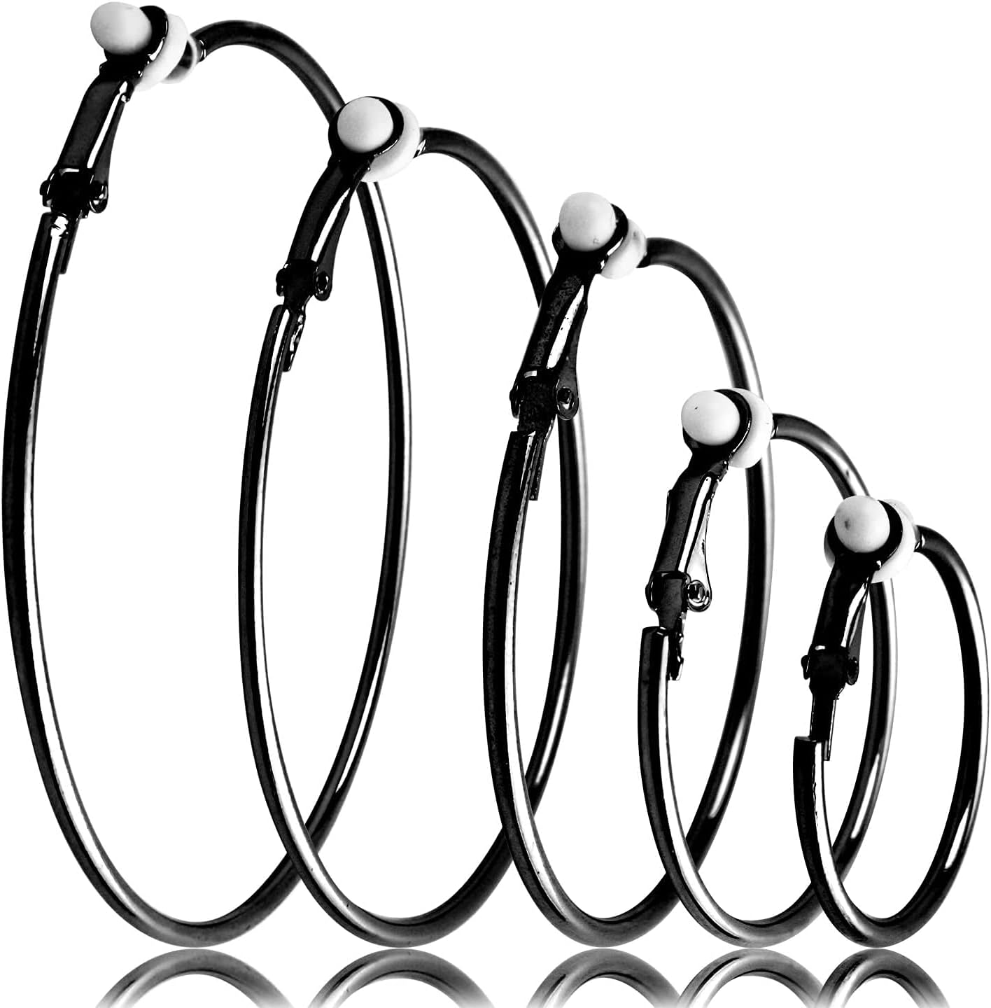 5 Pairs Gold Clip on Earrings Hoop Non Piercing Women Clip Earrings for Women, 5 Sizes