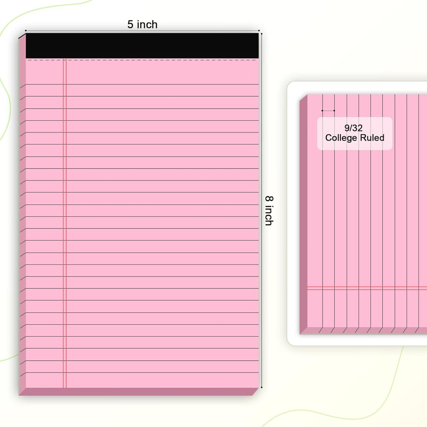Aylifu 5pcs Small Note Pads 5x8 Notebook College Ruled Legal Pads Color Notepads 5 Pack Study Back Writing Pads 5 x 8 Perforated Narrow Ruled Pads of Paper for School & Office Supplies 30 Sheets/Pack