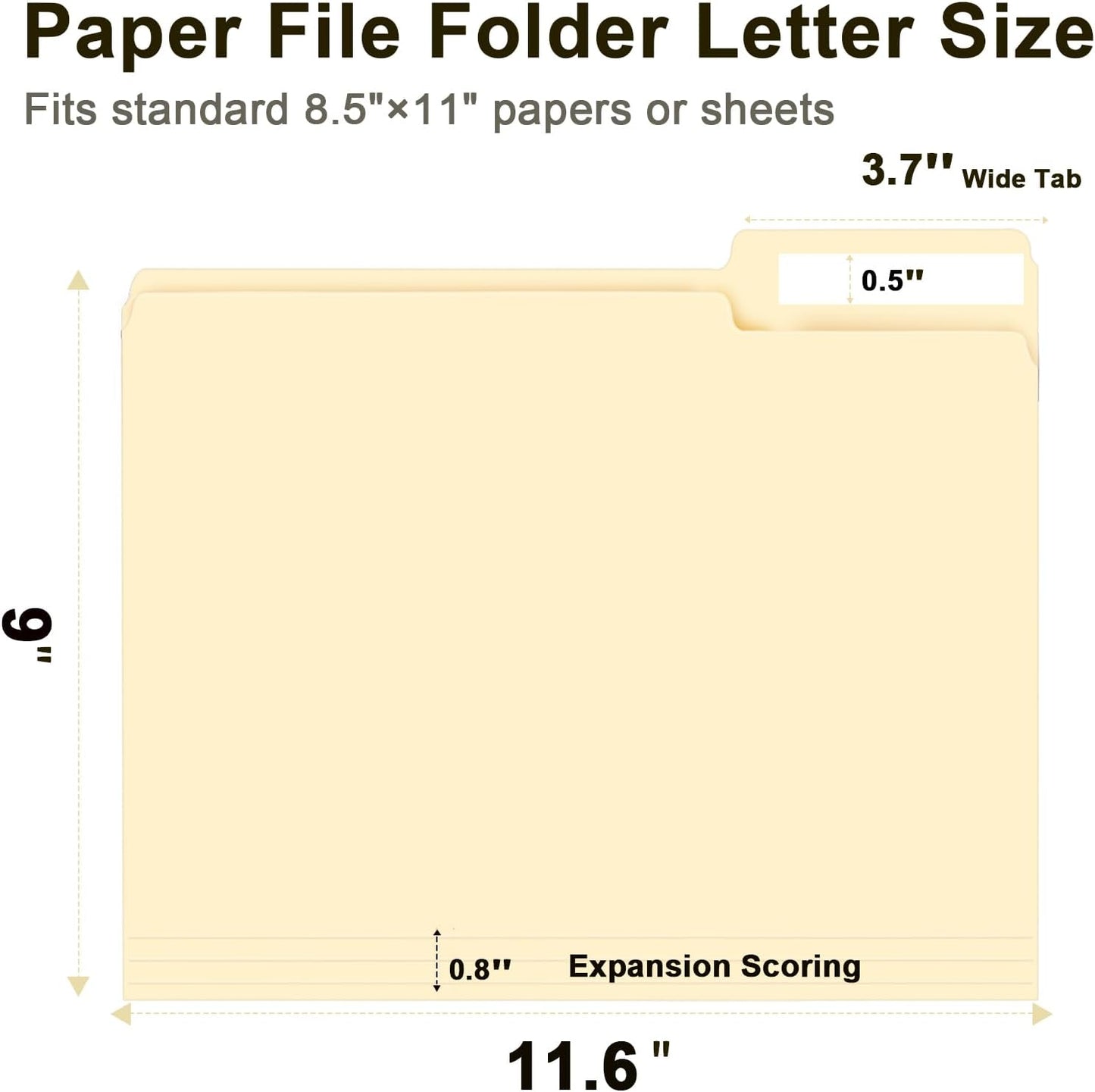 Aylifu File Folder, 200 Pack 1/3 Cut Tab File Folders Letter Size, Manila Folders, Folders with Tab, Great for Organizing and Easy File Storage