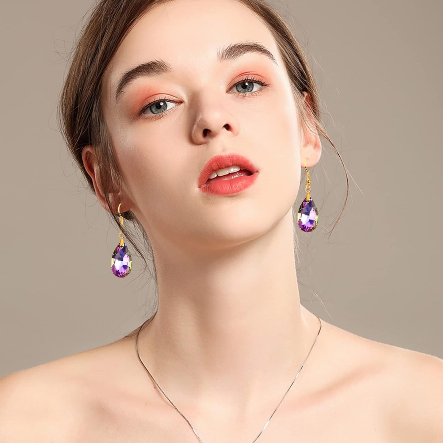 20pcs Hypoallergenic Earring Hooks Stainless Steel French Earwire Ear Ball Hooks with Pinch Bail Clasps and 20pcs Colorful Teardrop Crystal Pendants for DIY Earring Jewelry Making