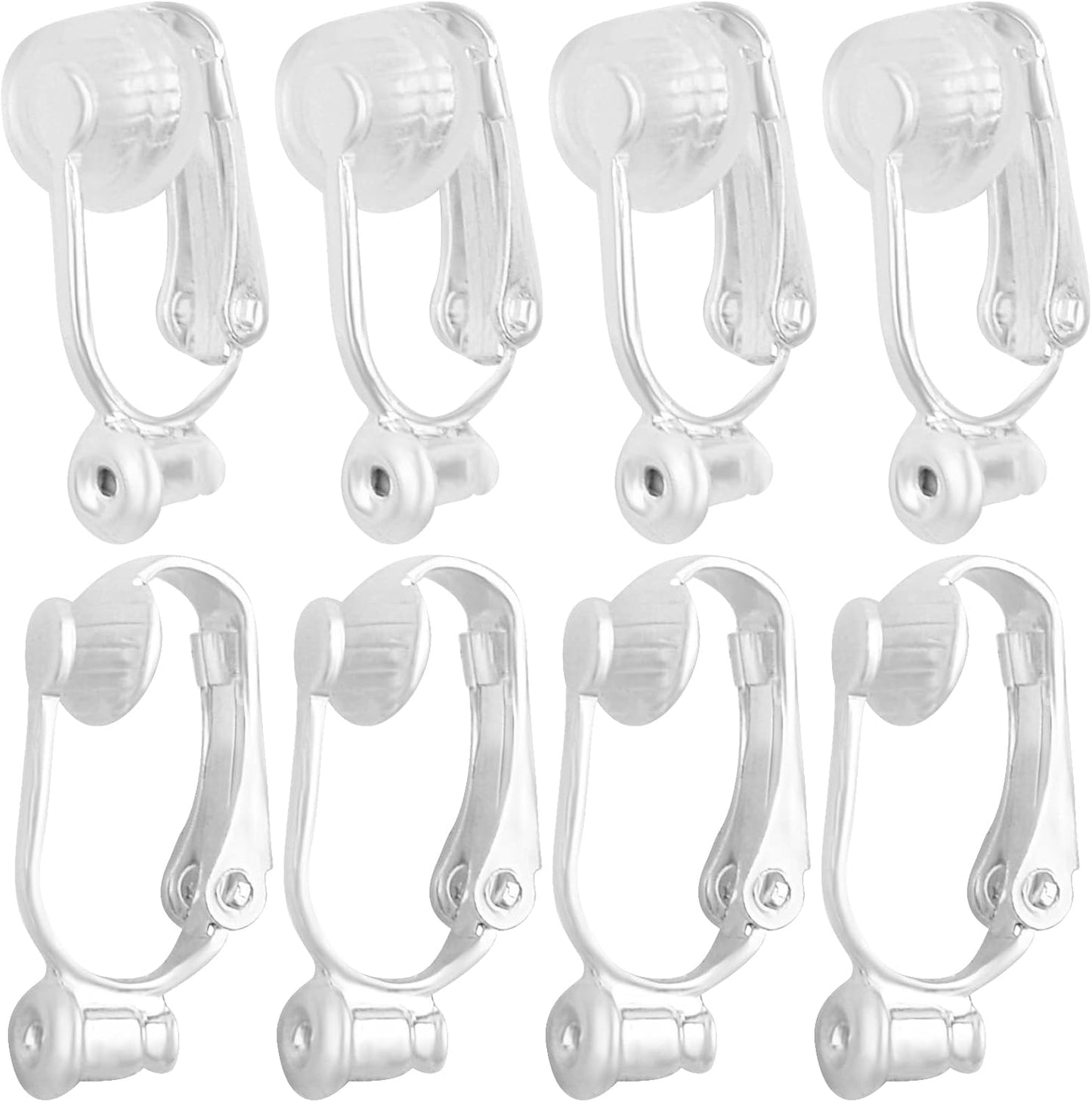 Clip-On Earring Converters - 12 Non-Pierced Earring Clips, Silicone Pads for Jewellery Making - Silver and Gold