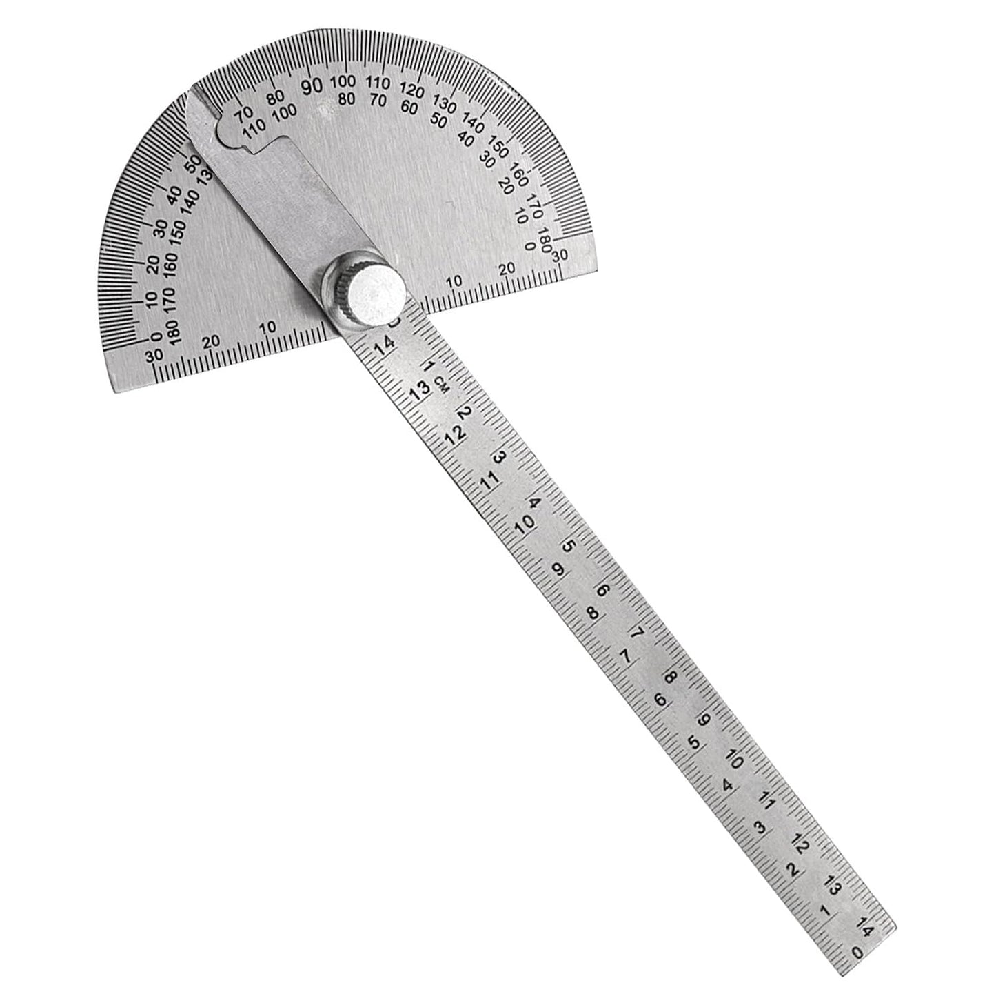 Aylifu Stainless Steel Protractor 0-180 Degrees, Woodworking Ruler Angle Finder, Metal Adjustable General Angle Measuring Tool(Size:0-180 Degrees), as picture show