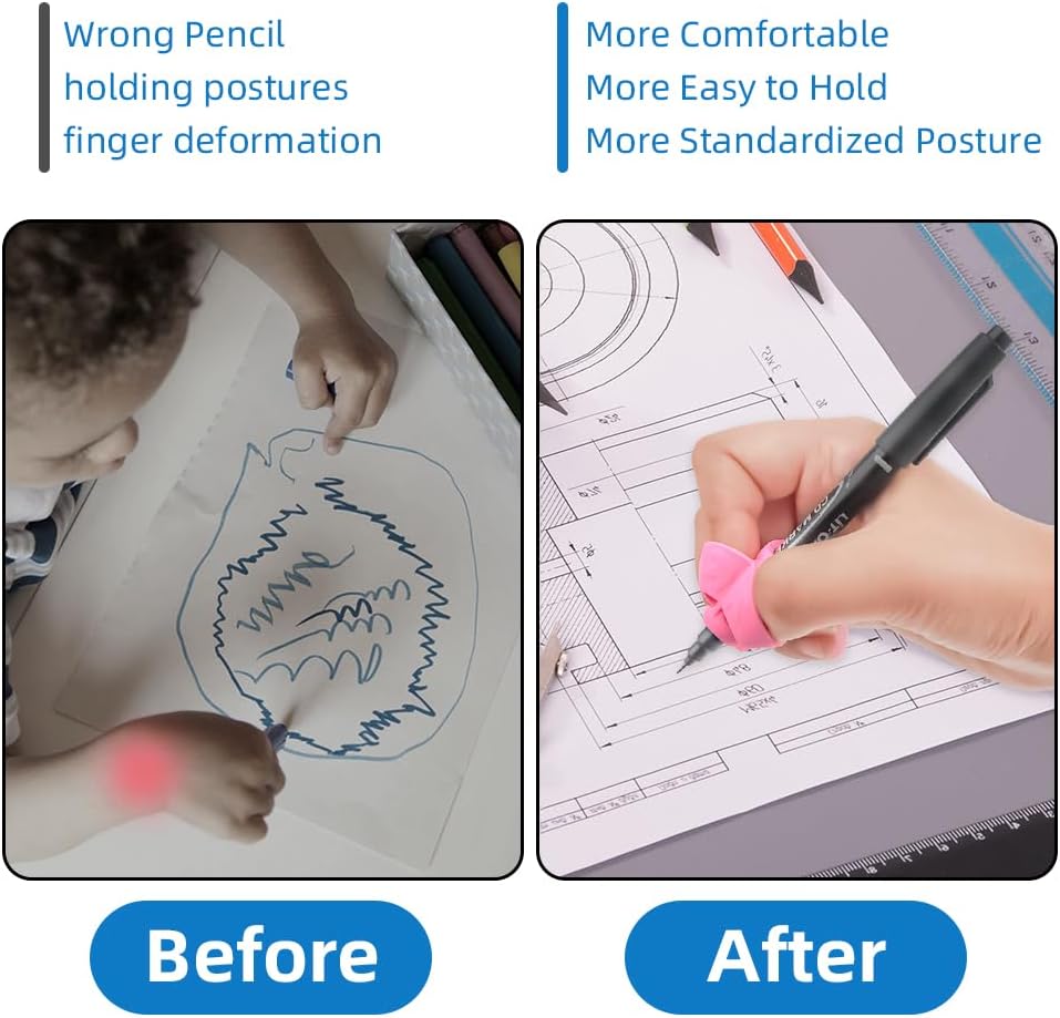HENDEVL  Grips for Pencil for Kids Handwriting, 8 Pcs Pen Grips, Ergonomic Pencil Grippers Holder for Kids, Writing Posture Correction with Cushion for Toddlers, Adults, Preschooler, Special Education Supplies