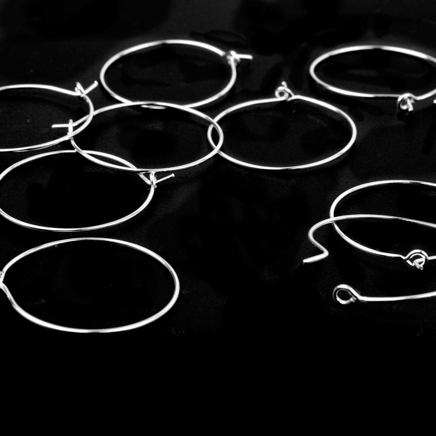BronaGrand 100 Pieces Silver Plated Wine Glass Charm Rings Earring Hoops 25mm