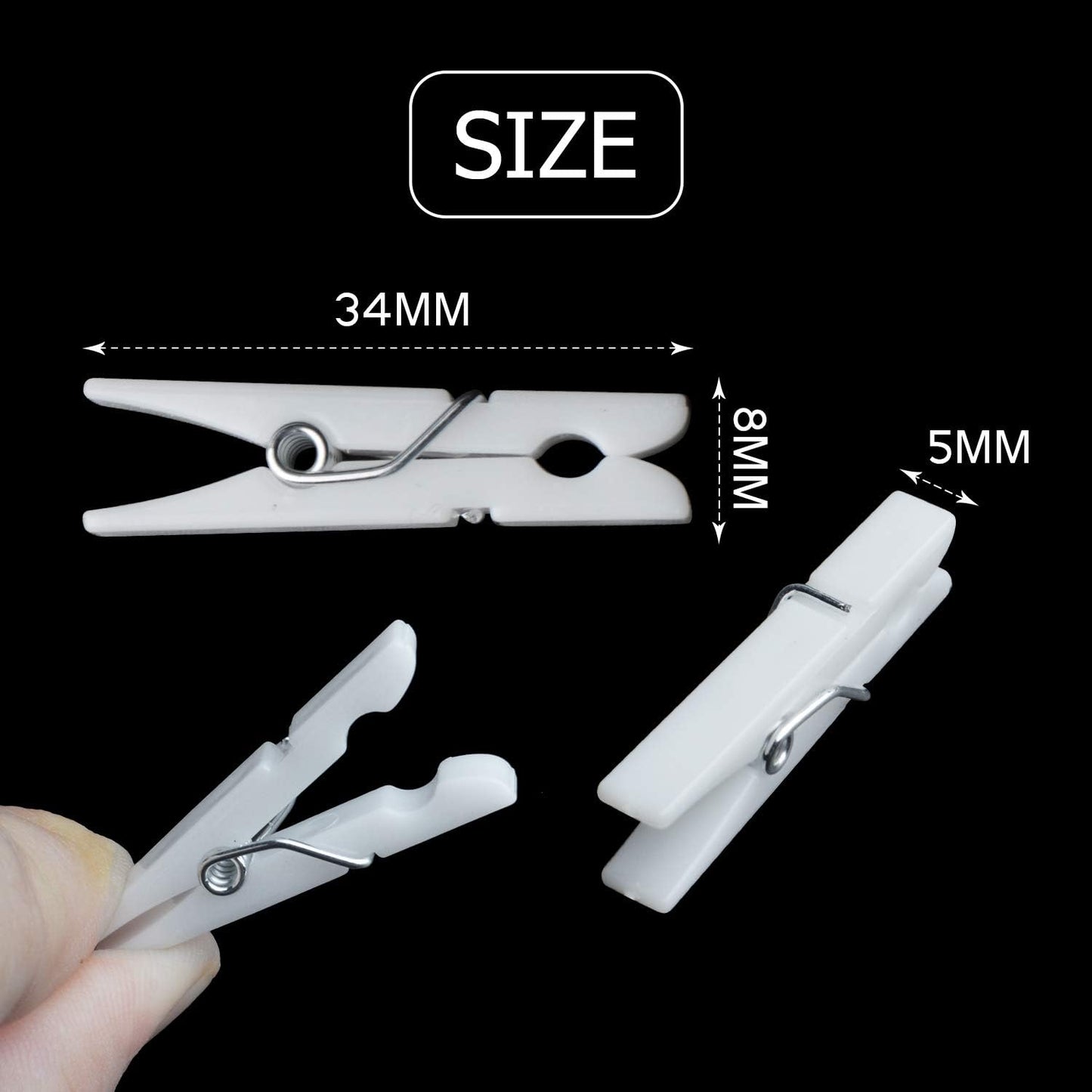 Photo Clips,100Pcs Mini Plastic Picture Clips Clothespins Craft Pegs Decorative Photo Clips for Home,Dorm Room,Office Decoration
