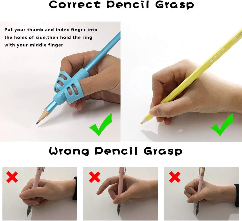HENDEVL Pencil gripper kids/toddler handwriting aid tools for beginners,Pencil Holder for preschooler 2-4 Years learning to Write for Children's Training Pen Holding Posture Correction Tools(3 PACK)