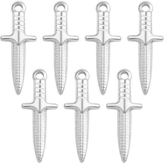 10 Pieces Stainless Steel Dagger Shape Pendant Charms Hypoallergenic Long Sword Knives Pendants Craft Supplies for DIY Necklace Bracelet Jewelry Making Findings