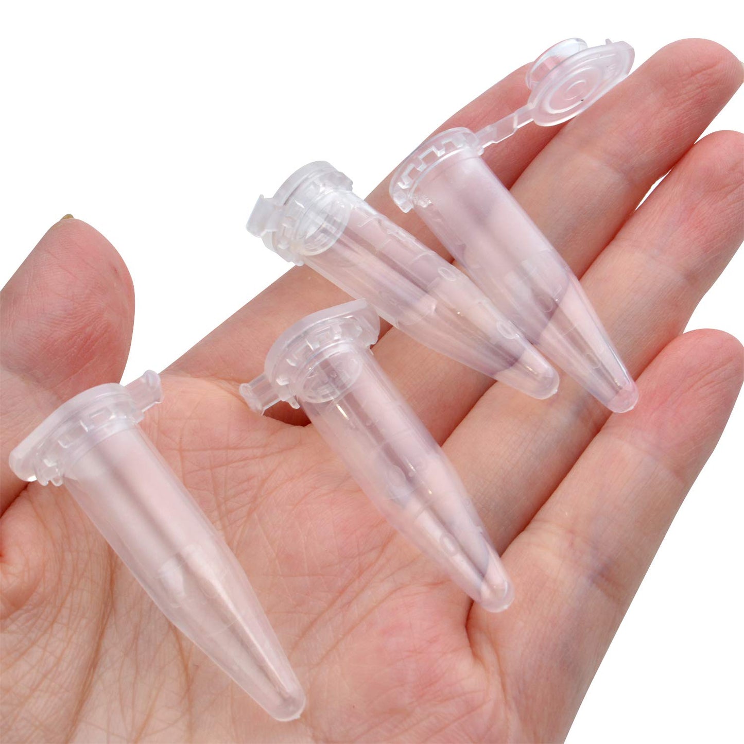 BronaGrand 100pcs 1.5ML Polypropylene Graduated Microcentrifuge Tubes with Attached Lid Clear