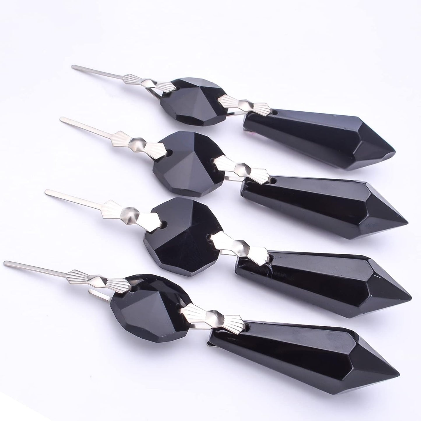 20pcs Crystals Prisms Glass Tip Beads Black Chandelier Icicle Drops Hanging Crystal Replacements Pendants for DIY Craft Jewelry Ornament Wedding Christmas Lamp Decoration, 35 mm