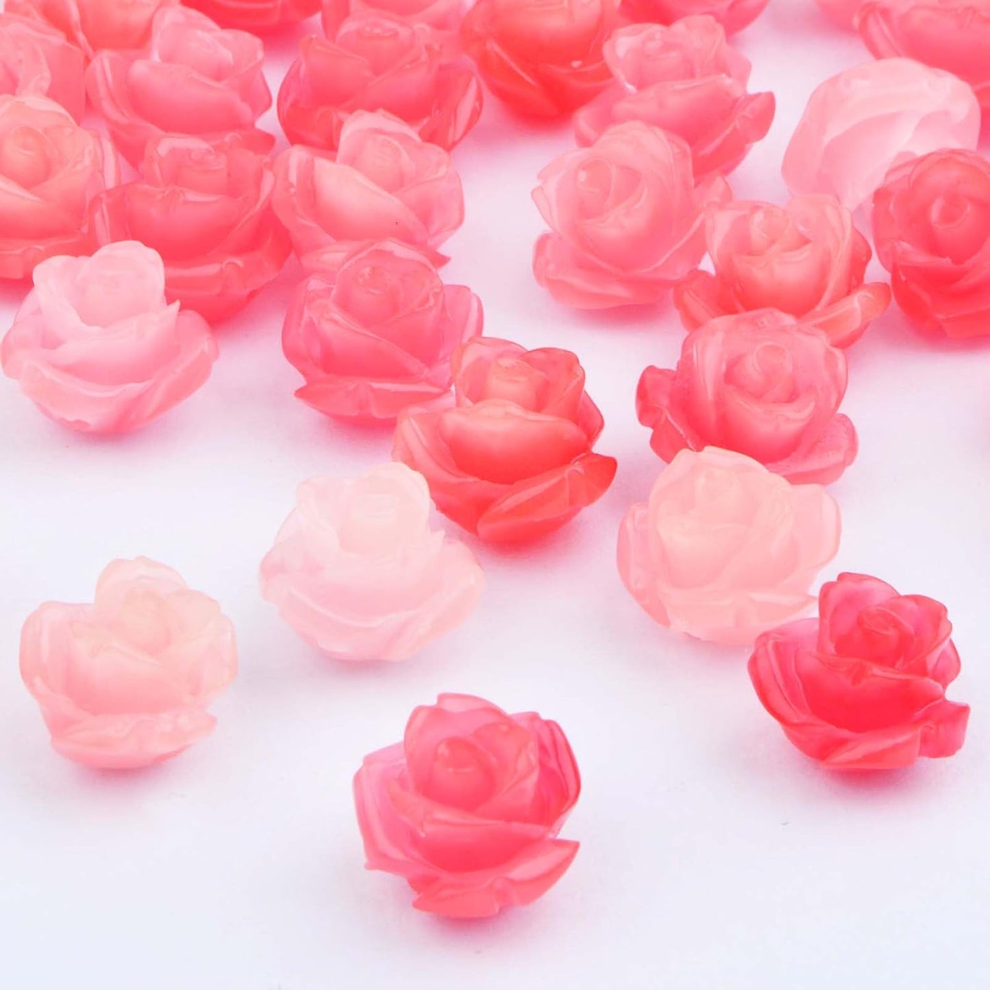 50pcs 10 mm Pink Shell Rose Carved Beads Roseflower Shaped Charm Beads Floral Flower Loose Beads Embellishments for DIY Earrings Scrapbooking Jewelry Making Handmade Decoration