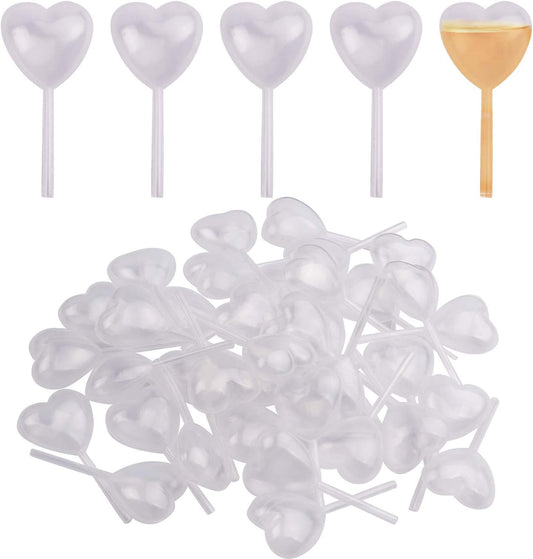 BronaGrand 50pcs Clear Heart Shape 4ml Liquid Dropper Pasteur Pipette, Plastic Squeeze Transfer Pipettes