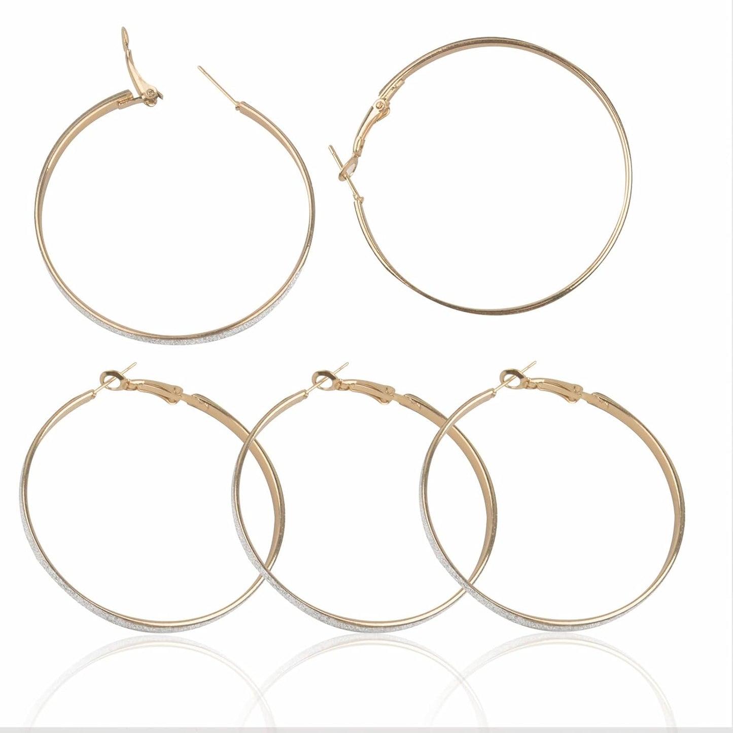 6 Pairs Hoop Earrings Set, Hypoallergenic Big Circle Beading Earrings Classic Christmas Round Hoop Earrings for Women Wedding Party Favor Gifts(Golden, Silver)