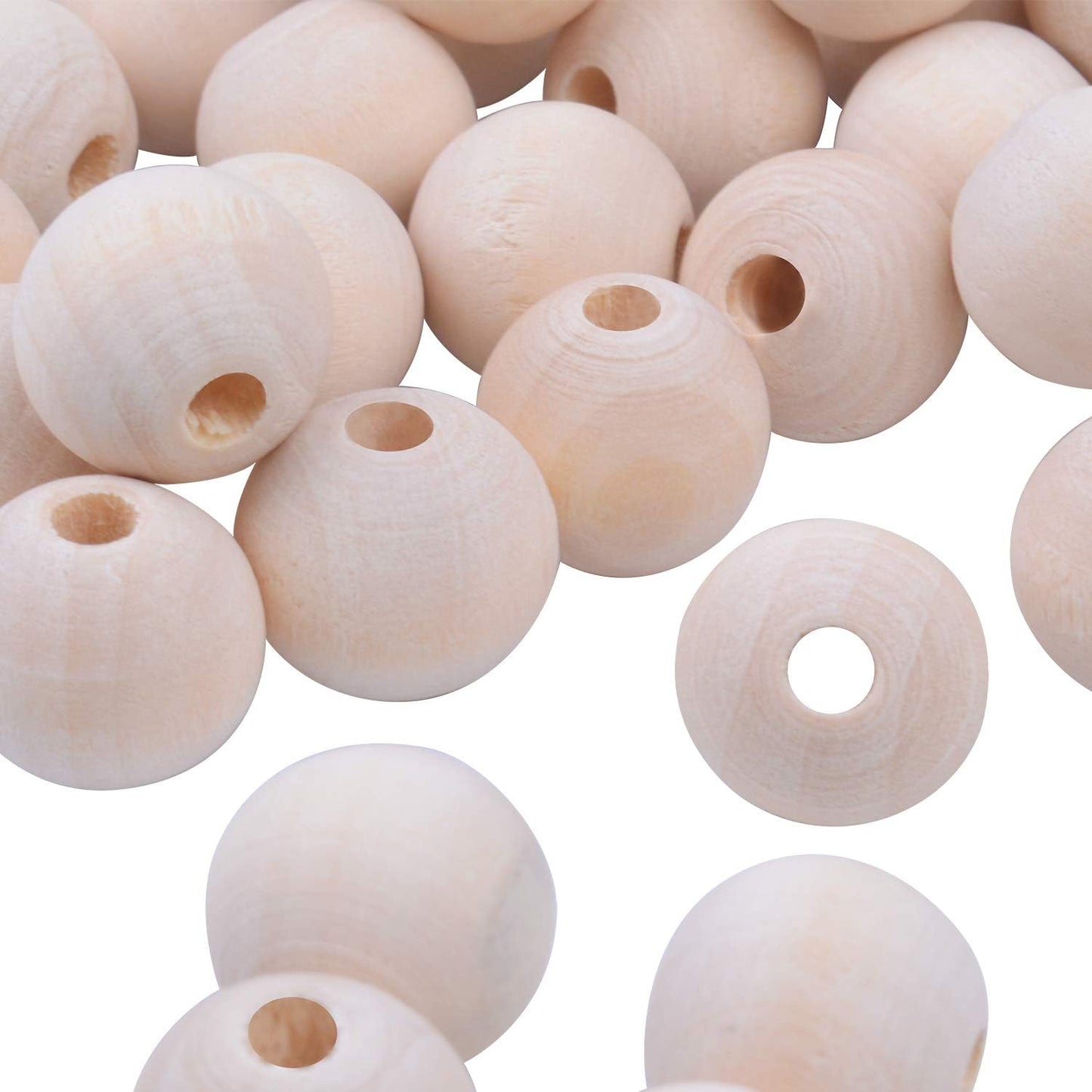 100pcs 16mm Natural Color Round Ball Wood Spacer Beads Jewelry Findings Charms