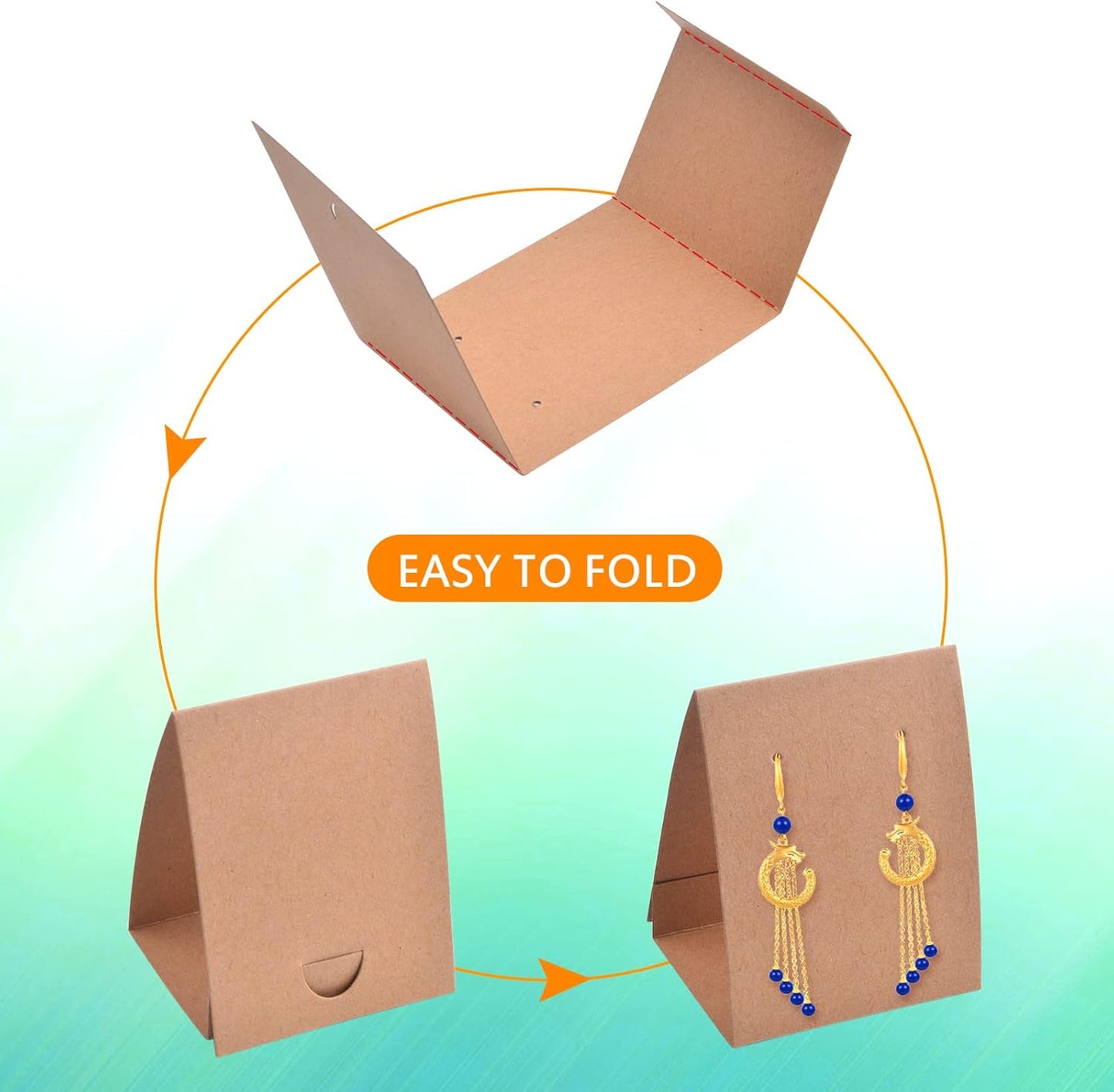 50pcs Brown Standing Earring Display Cards Earring Holder Cards for Selling with 200pcs 2 Styles Earring Backs Stoppers for DIY Ear Studs Jewelry Display Retails Supplies