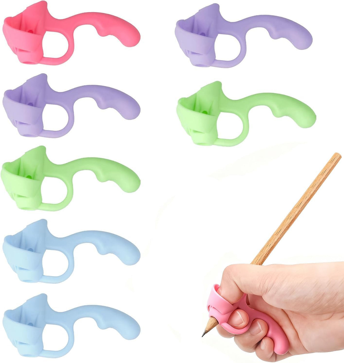 HENDEVL  Grips for Pencil for Kids Handwriting, 8 Pcs Pen Grips, Ergonomic Pencil Grippers Holder for Kids, Writing Posture Correction with Cushion for Toddlers, Adults, Preschooler, Special Education Supplies