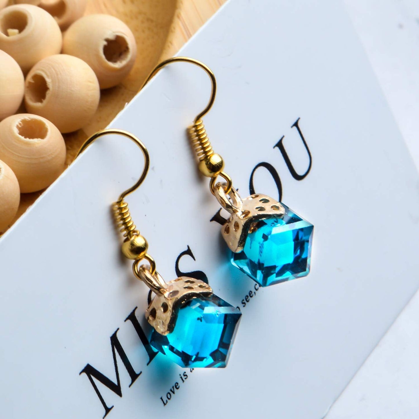24 Pcs Cube Crystal Charms Bulk Rhinestone Pendants, 12 Colors for DIY Jewelry Making Supplies