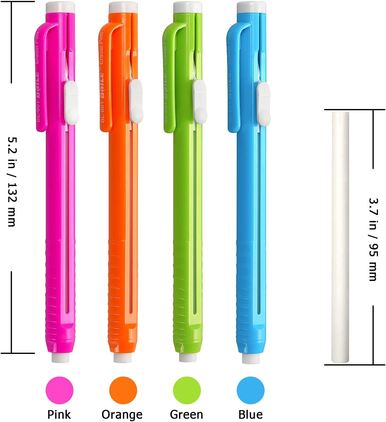Aylifu Retractable Mechanical Eraser Pen, Pen-Style Erasers Assorted Color, 4 Pack