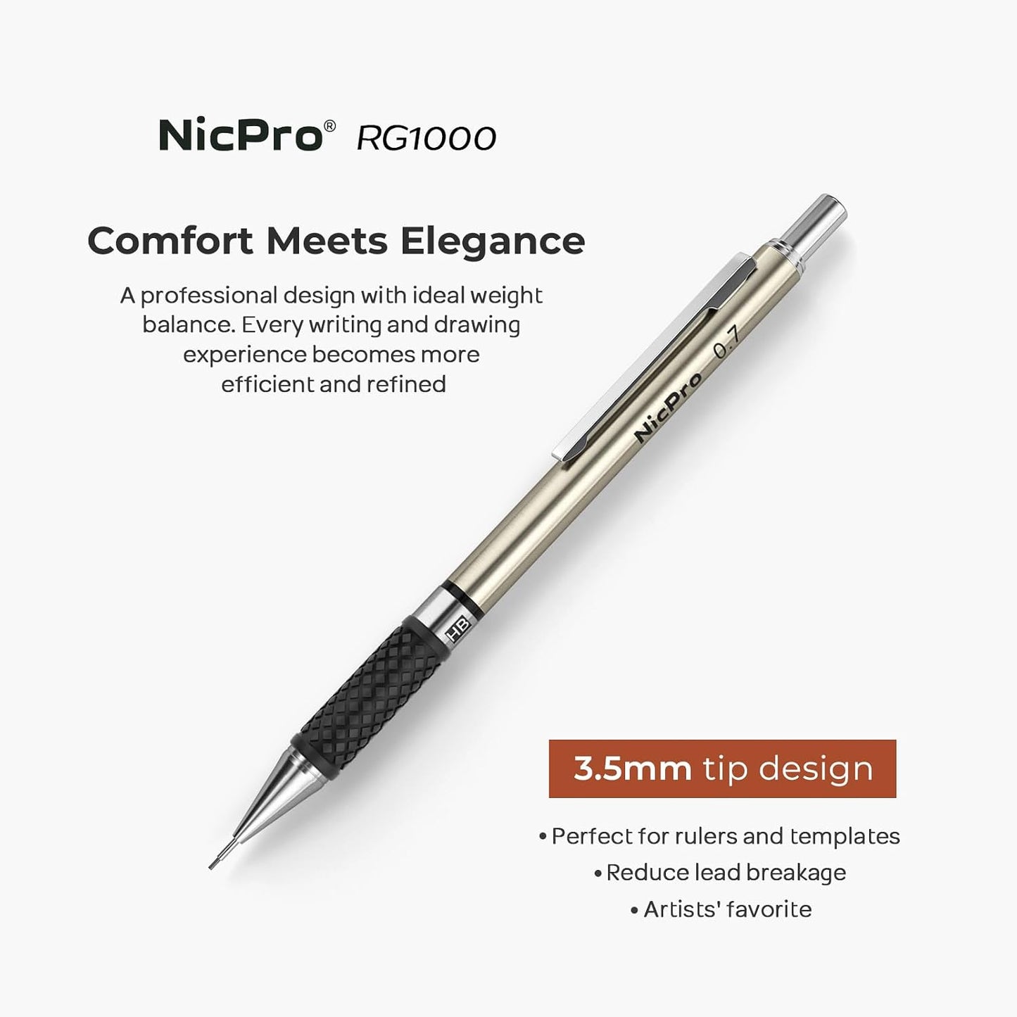 Aylifu  0.7 mm Art Mechanical Pencil Set in Storage Case, 3 PCS Metal Drafting Pencil Lead Pencil with 6 Tube HB Lead Refills, 3 Erasers, 9 PCS Eraser Refills for Artist Writing, Drawing, Sketching