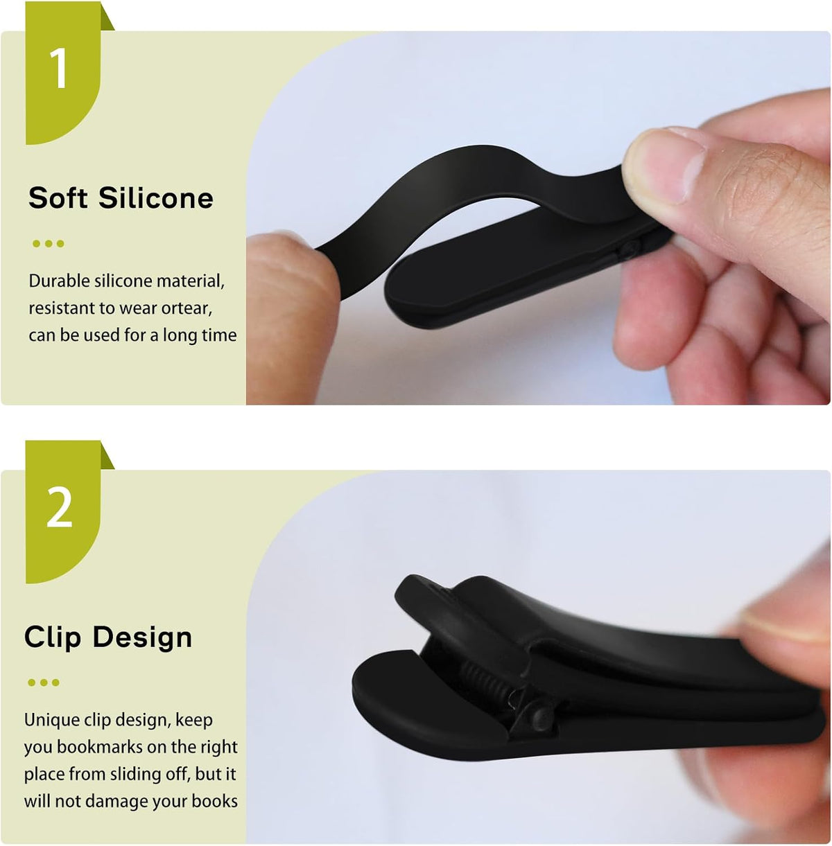 HENDEVL 3pcs Automatic Bookmark, Silicone Book Marks for Reading Women, Men, Kids, Book Lovers, Cute Unique Book Markers for Reading, Reading Accessories Gifts for Book Lovers