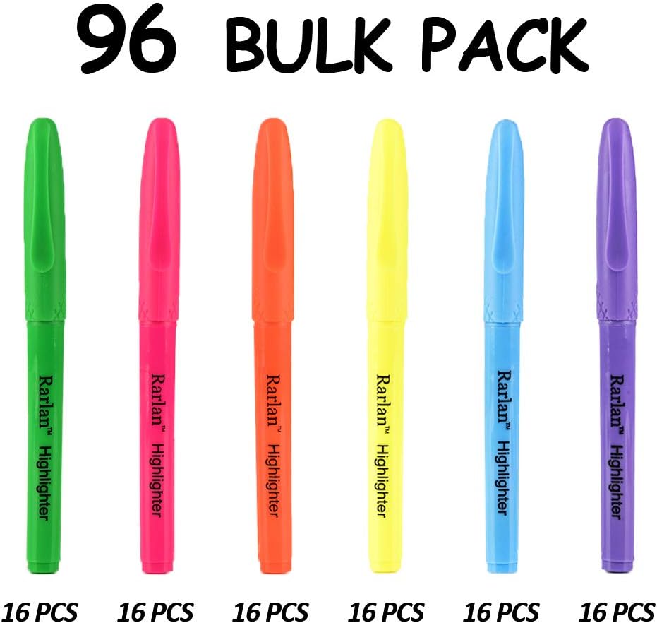 Aylifu  Highlighters, Chisel Tip, Assorted Fluorescent, 96 Count Bulk Pack