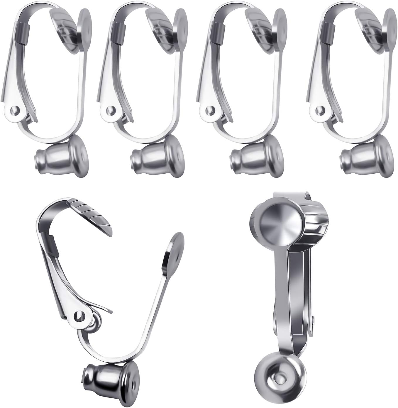 20 Pieces (10 Pairs) Stainless Steel Clip-on Earrings Converter Components with Post for Non-Pierced Ears DIY Earring - Turn Posts Into Clip-Ons