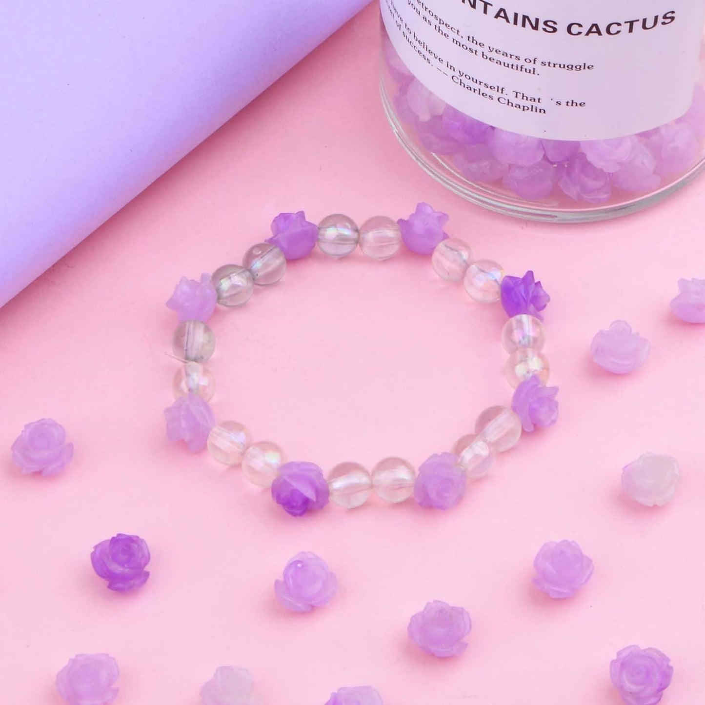 50 Pieces 10 mm Light Purple Roseflower Shaped Beads Shell Carved Rose Beads Rose Flower Loose Beads Ornaments for DIY Dangle Earrings Bracelets Jewelry Making Supplies