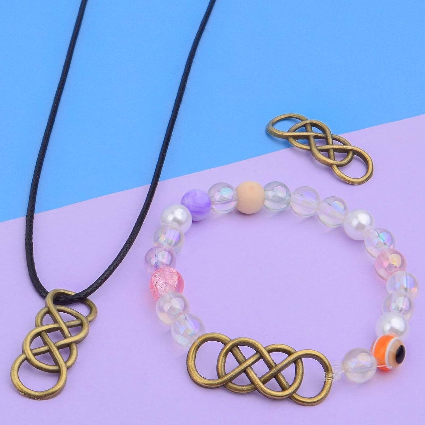50pcs Double Infinity Symbol Connector Charms Alloy Pendant Charm Connectors for DIY Bracelet Necklace Jewelry Making,32.8mm×12.5mm
