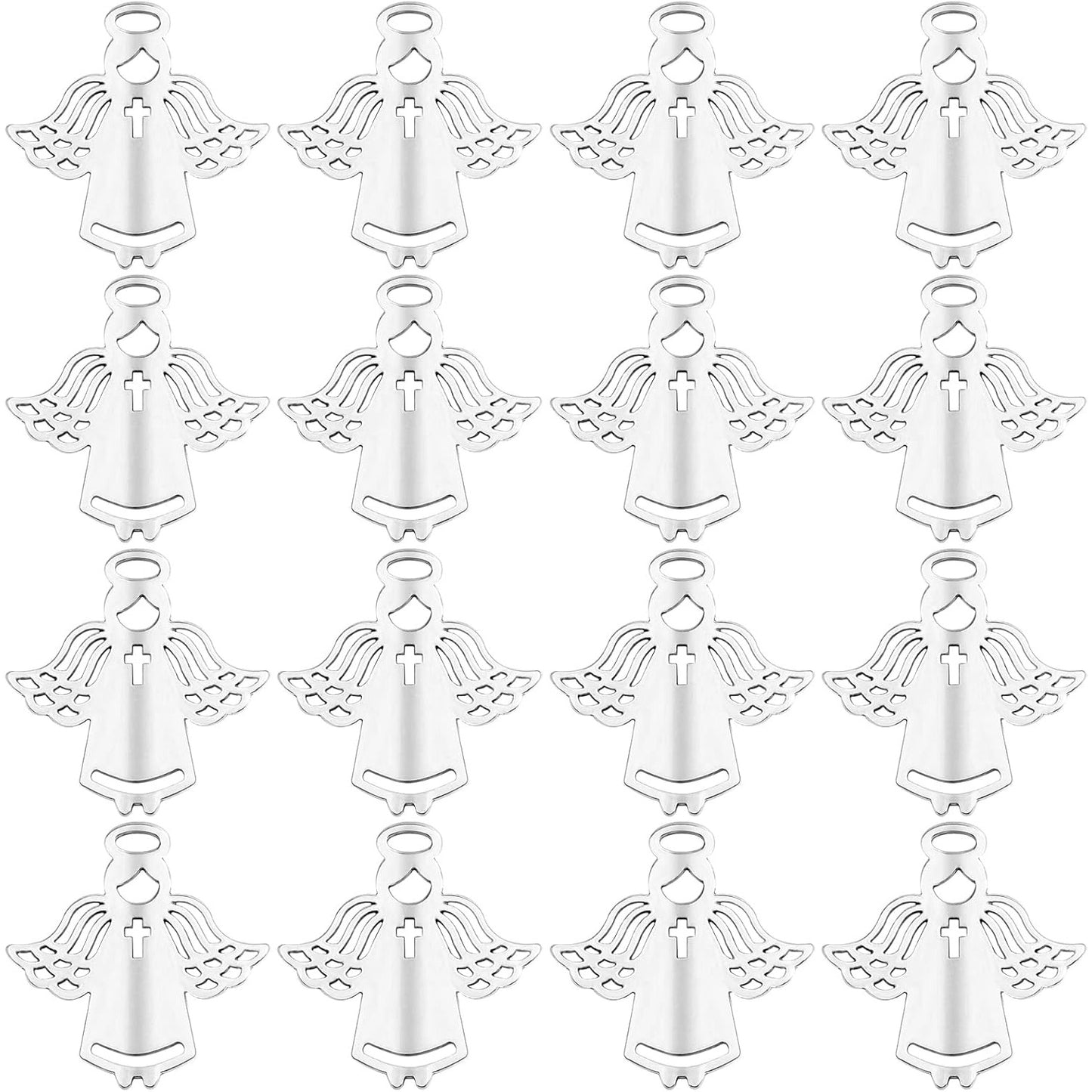 50 Pieces Antique Silver Angel Wing Pendant Charms Vintage Alloy Double Sided Guardian Fairy Wing Pendants for DIY Bracelet Necklace Jewelry Making Supplies