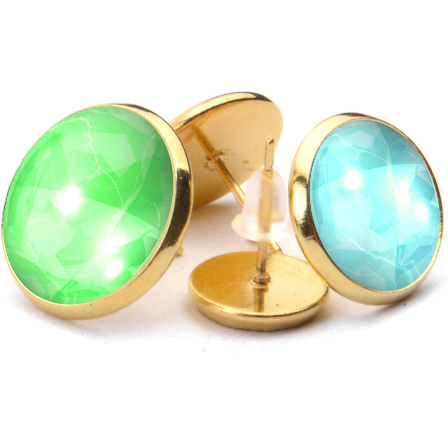 40pcs 4 Size(8mm/10mm/12mm/14mm) Earring Cabochon Setting Post Tray Round Stainless Steel Stud Earring and 40pcs Bullet Earring Backs for DIY Jewelry Making,Gold
