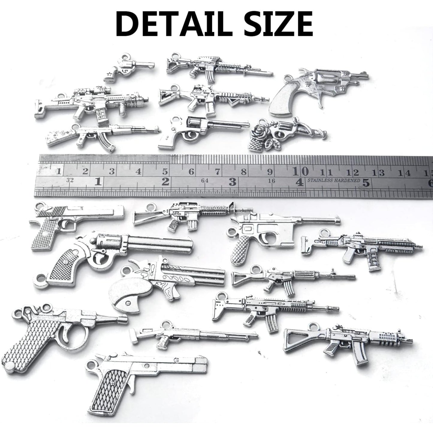 20pcs Antique Silver Plated Mixed Pistol Revolver Submachine Gun Charms Alloy Weapon Charms Pendants DIY for Necklace Bracelet Jewelry Making Accessory