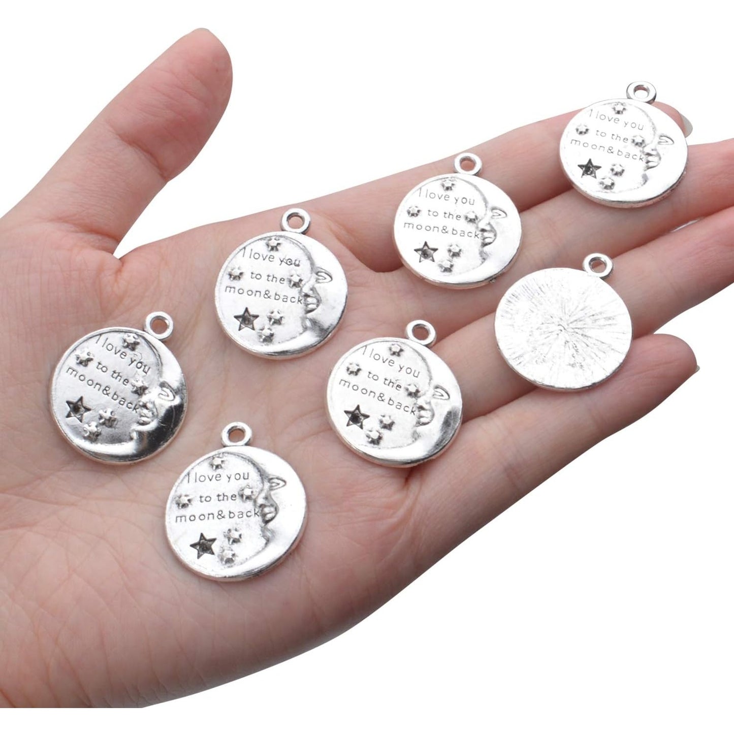 Inspirational Words Charms, 30pcs Lettering Saying Pendants (I LOVE YOU TO THE MOON&BACK) Charms Beads Jewelry Findings for DIY Necklace Bracelet
