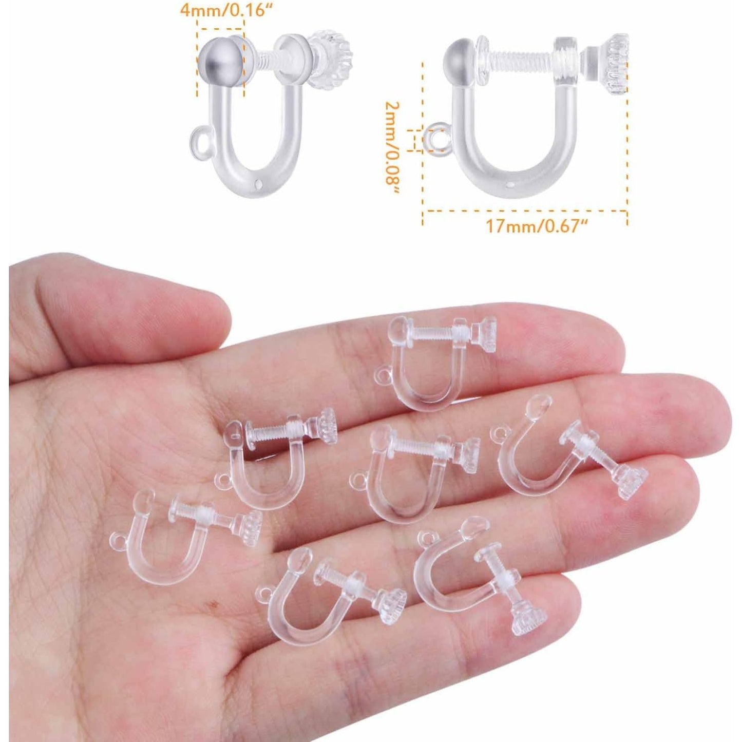 20 Pieces Clear Plastic Clip-on Earring Converters Screw Type Earring Clips Components Earring Findings with Loop for Non Pierced Ears DIY Jewellery Making