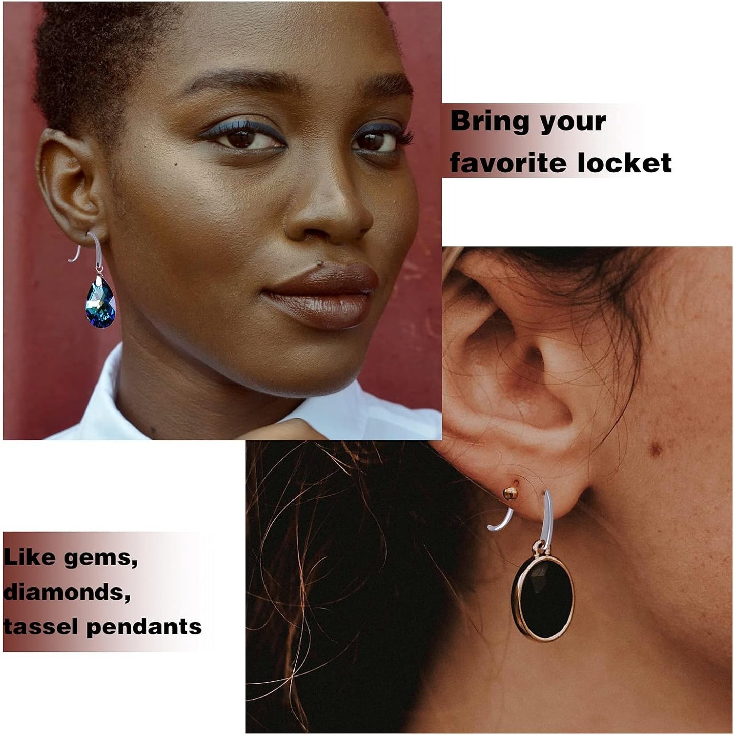 100pcs Stainless Steel Earring Hooks, Hypo-allergenic Surgical Fish Hook Ear Wire with Loop Hole Dangle Earrings Findings for Women DIY Craft Jewelry Making