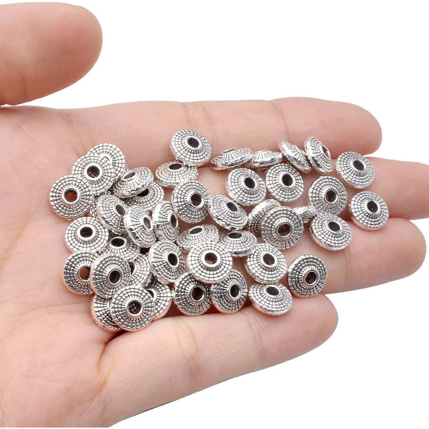 100pcs Tibetan Antique Silver Spacer Bead Metal Beads Spacers Jewelry Spacer Charms with A Box Jewelry Findings Accessories for Bracelet Necklace Jewelry Making