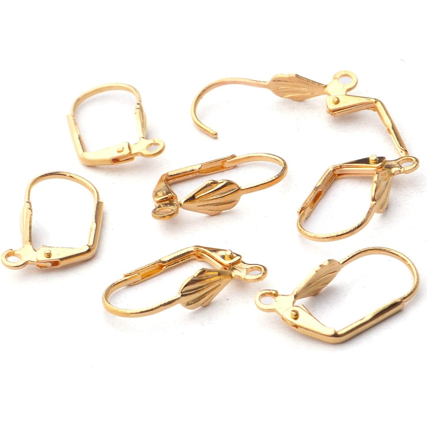 Hypoallergenic Earring Hooks, 100pcs Brass Leverback Shell Earrings French Hook Ear Wire with Open Loop for Jewelry Making, 2 Colors