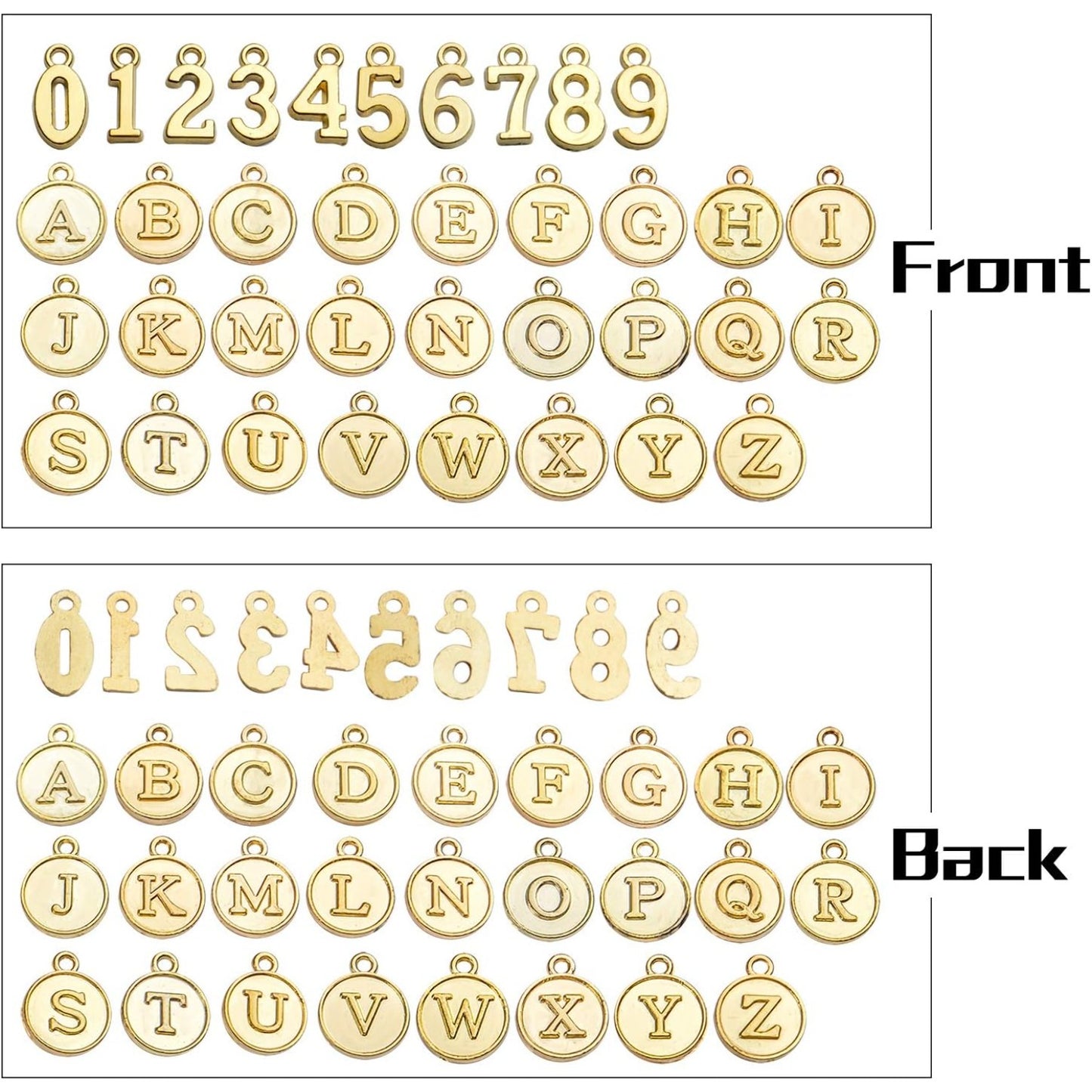 3 Sets (78pcs) Round Letter Charms 26 Alphabet A-Z Pendants and 5 Sets (50pcs) 0-9 Number Charms for Jewelry Making Crafts DIY