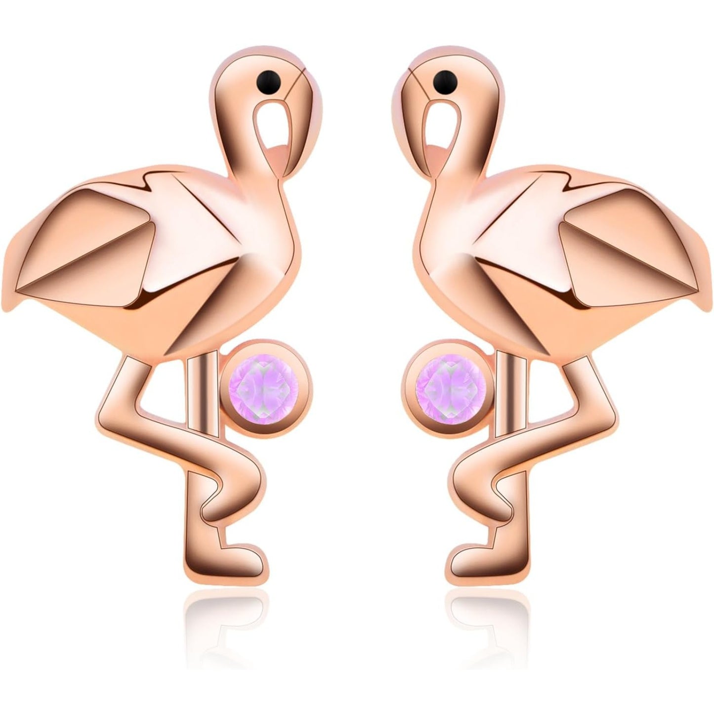 S925 Sterling Silver Flamingo Stud Earrings Large Waterfowl Tropical Bird Flamingo Earring Posts Hawaiian Summer Beach Gifts with Screw Ear Backs for Women