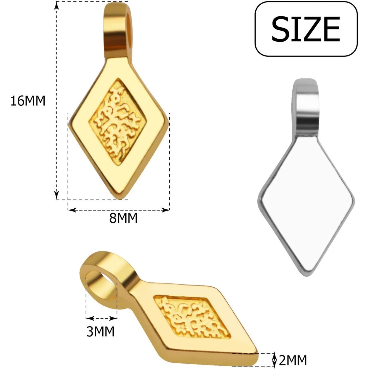 100pcs Metal Miniature Pendant Bails, Golden & Silver, 16x8mm, Hyperallergic, Tarnish Resistant, Ideal for Jewelry Making, Craft DIY Projects