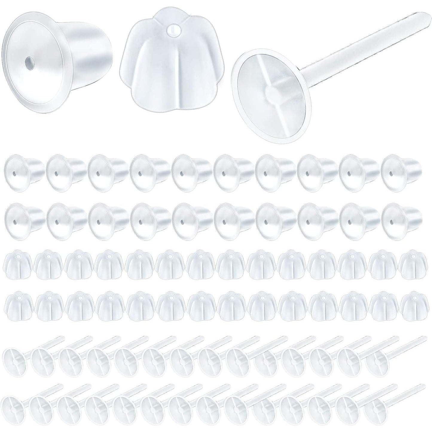 600pcs Plastic Earring Posts Studs Clear Invisible Earring Pins with 600pcs Silicone Earring Safety Backs Stoppers for DIY Jewelry Making Crafting Findings