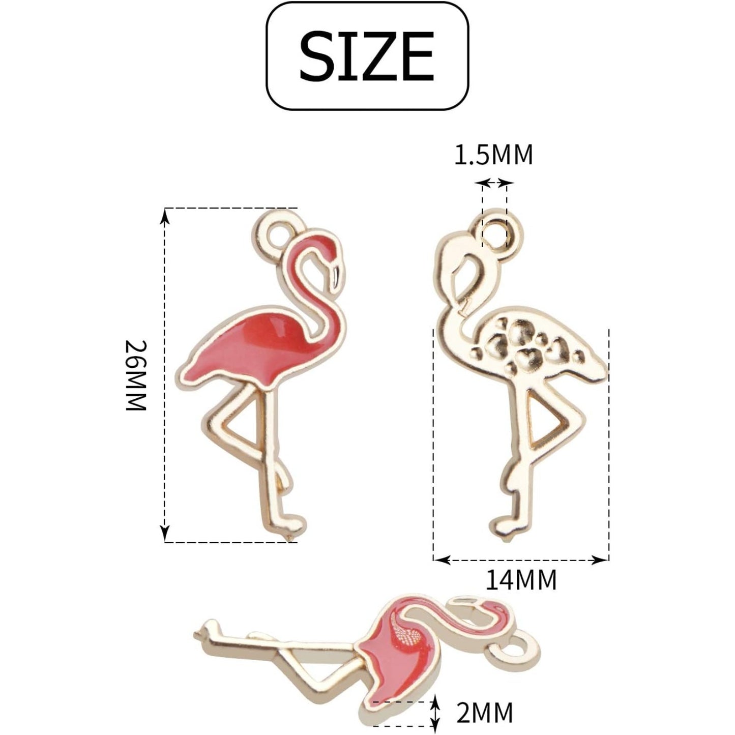 30pcs Gold Plated Enamel Flamingo Charms Cute Alloy Enamel Charms for DIY Earring Pendants Jewelry Crafts