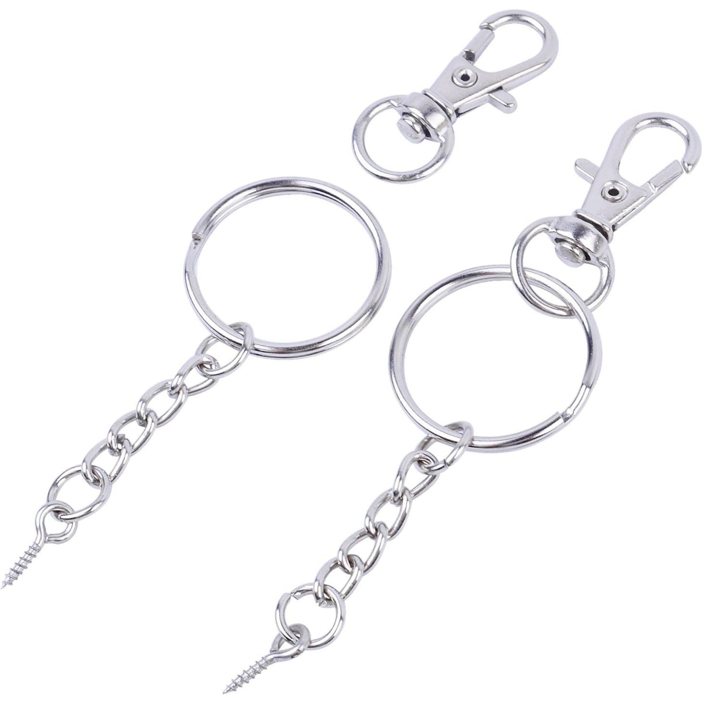 50 Pieces Metal Swivel Clasps Lanyard Snap Hook Lobster Claw Clasp and Key Rings Keychain with 11mm Screw Eye Pins