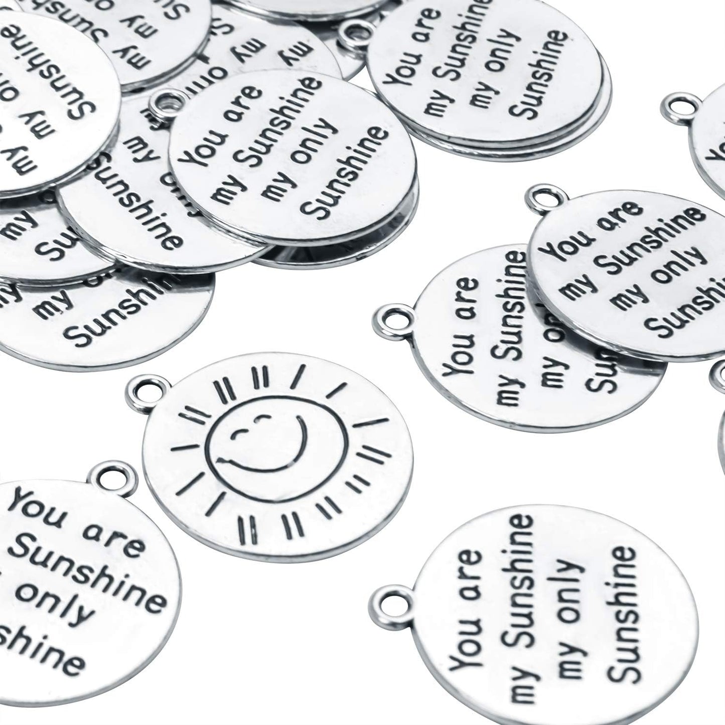 Inspirational Words Charms, 30pcs Lettering Saying Pendants (you are my sunshine my only sunshine) Charms Beads Jewelry Findings for DIY Necklace Bracelet - Double-Sided Design