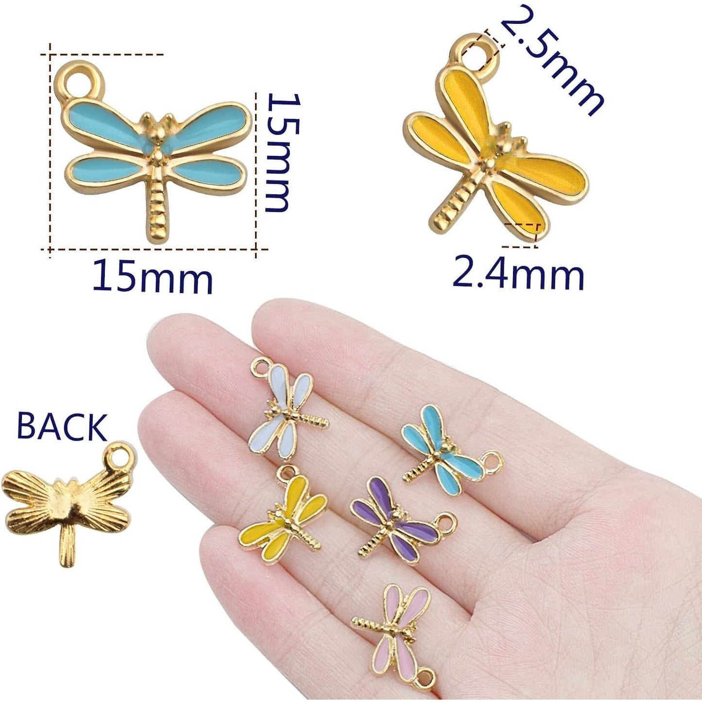 30pcs Dragonfly Charms Enamel Colorful Dragonfly Pendants Insect Charm Pendant for DIY Bracelet Earrings Jewelry Making