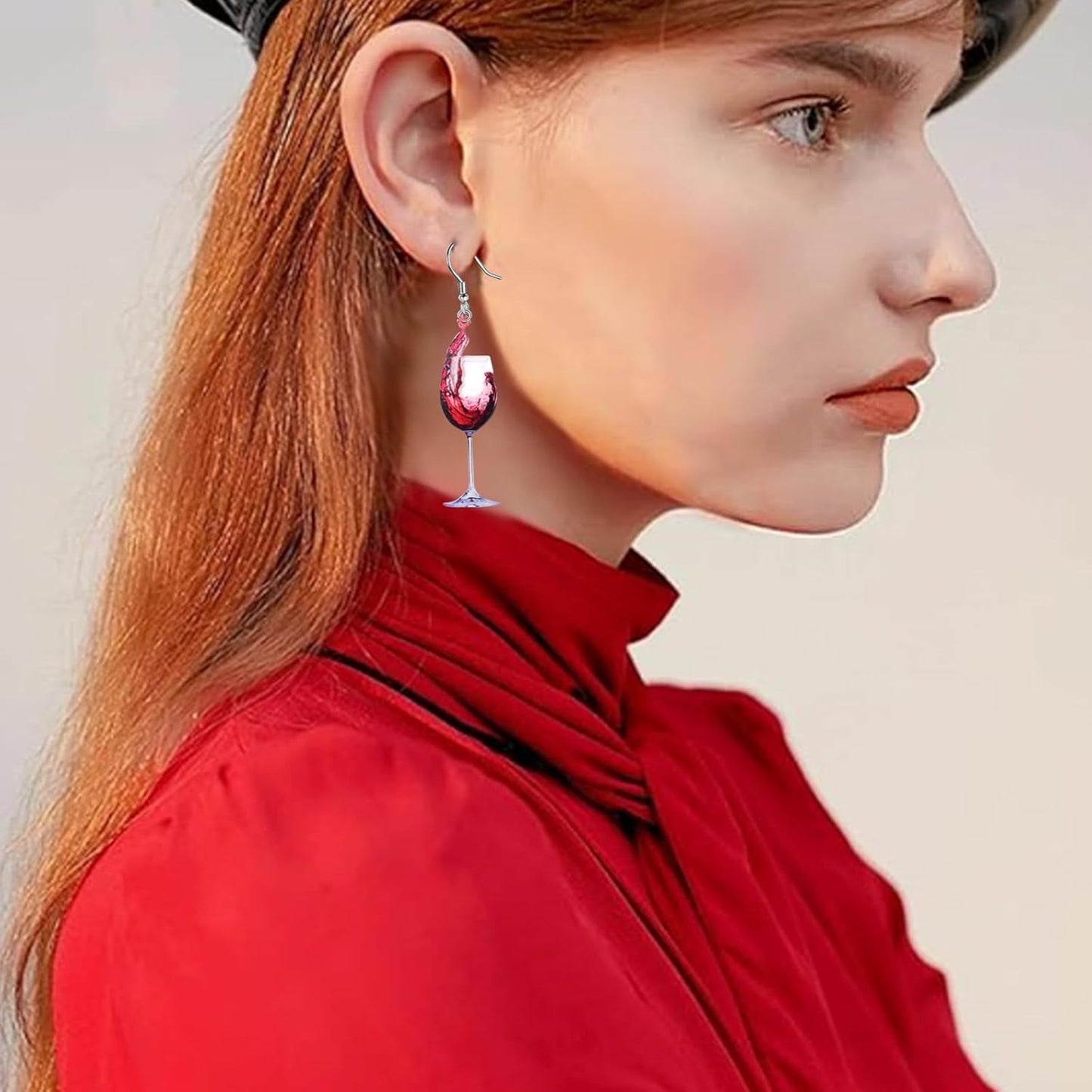 1 Pair of Wineglass Red Wine Dangle Earrings Acrylic Fashion Wine Glass Cup Statement Beer Festival Drop Earring Hooks for Women Gifts