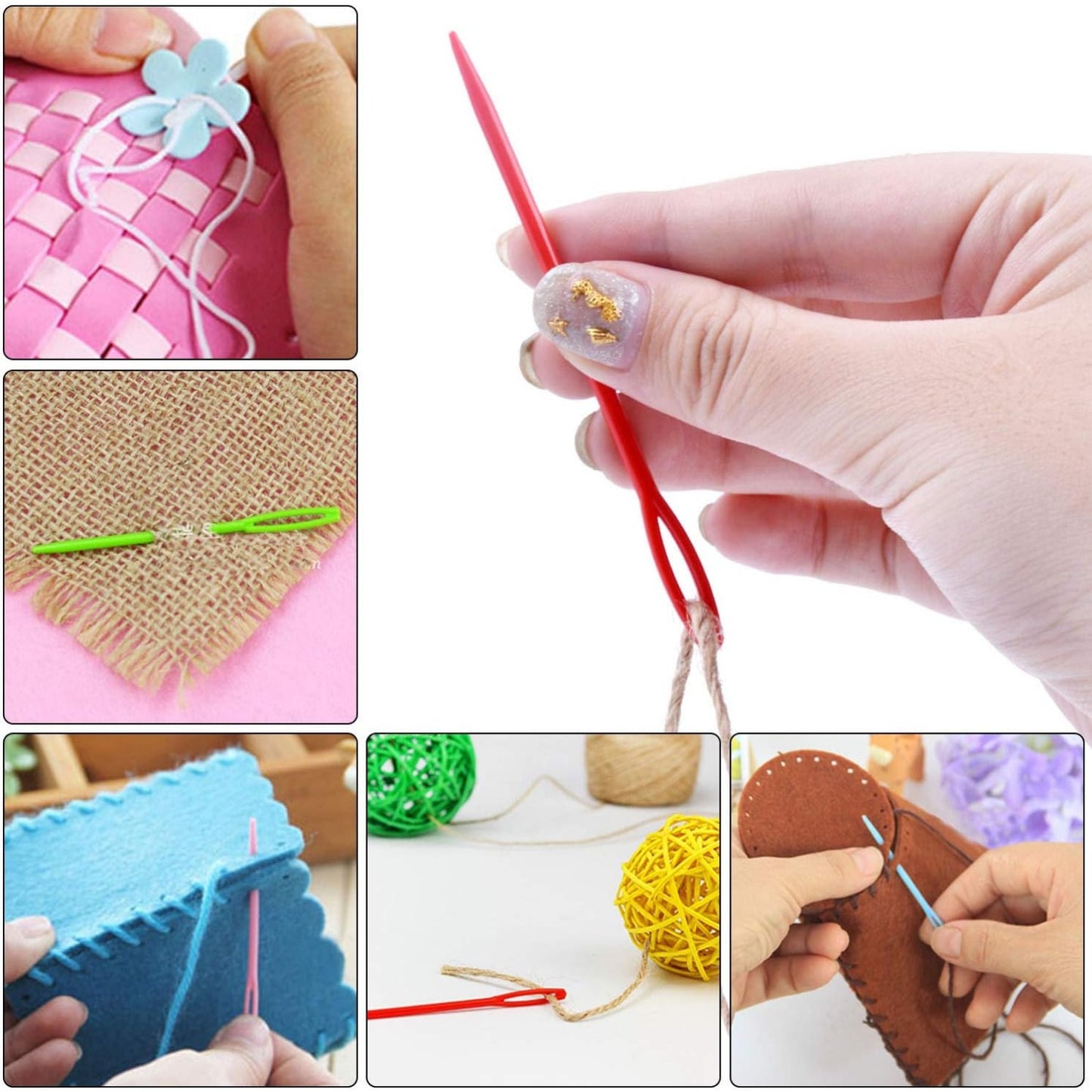 30pcs Colorful Large Eye Plastic Sewing Needles for Kid Weave Education