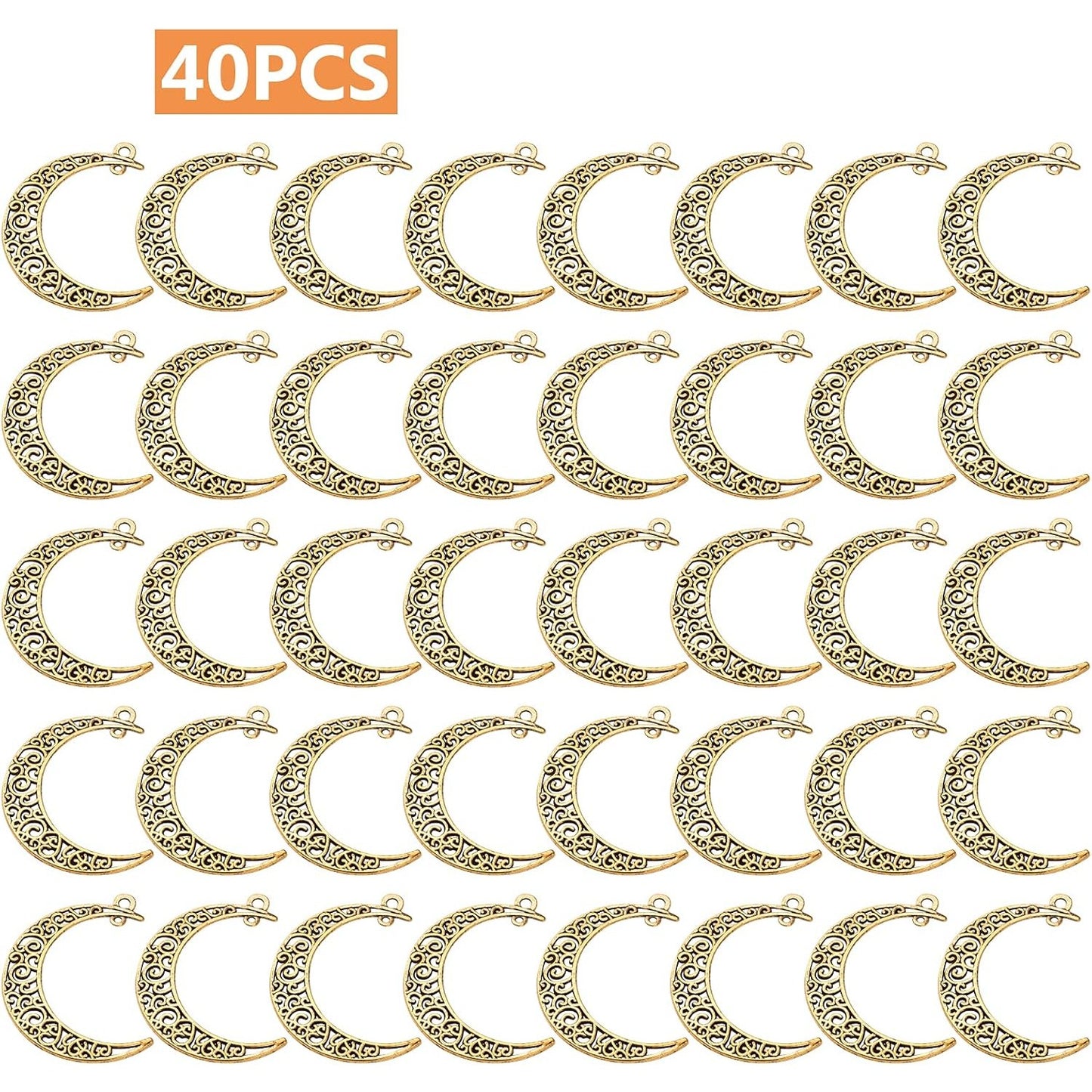 40pcs Hollow Moon Charms Crescent Moon Pendants Celestial Charms Crafts Supplies for DIY Bracelet Necklace Jewelry Making Accessory