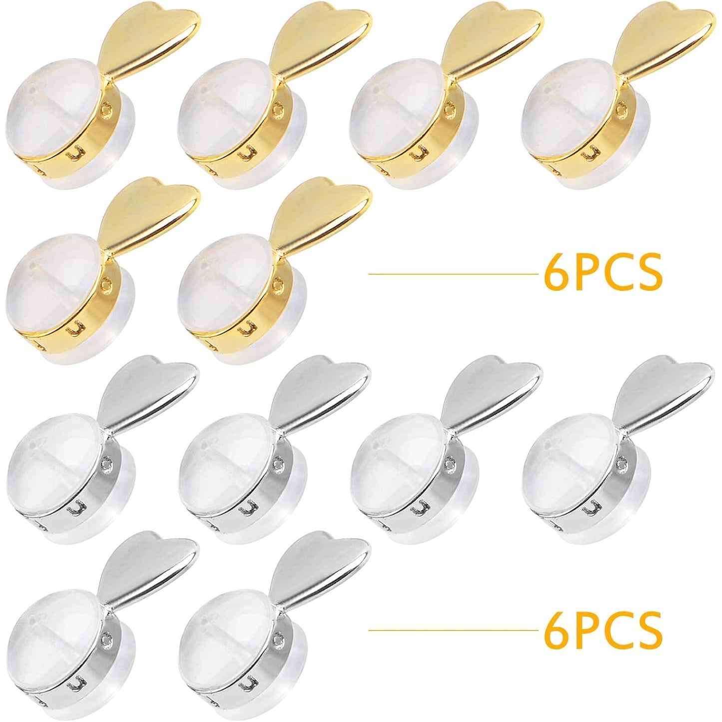 12pcs Soft Silicone Hamburger Heart Shaped Earring Backs Hypoallergenic Love Locking Secure Earring Backings Replacements for Studs Earring Hoops Fish Hooks, 2 Colors