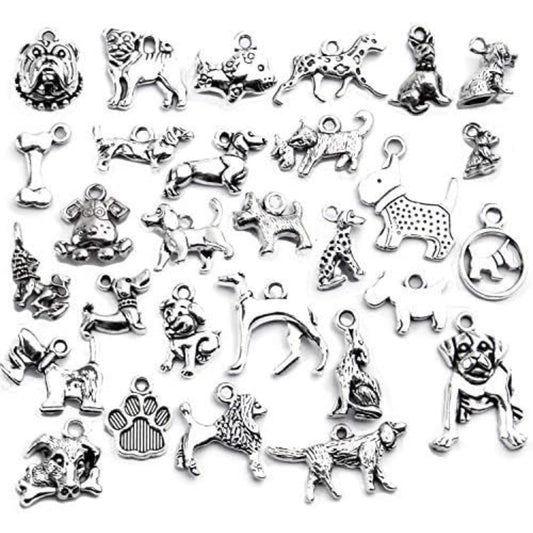 30pcs Antique Tibetan Silver Animal Charms Alloy Pet Dog Paw Charm Pendants Jewelry Making Findings for DIY Necklace Bracelet Keychain